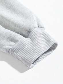 SHEIN EZwear Đồ họa Chữ cái Lót nhiệt Áo nỉ - Màu Xám nhạt - Xem 3