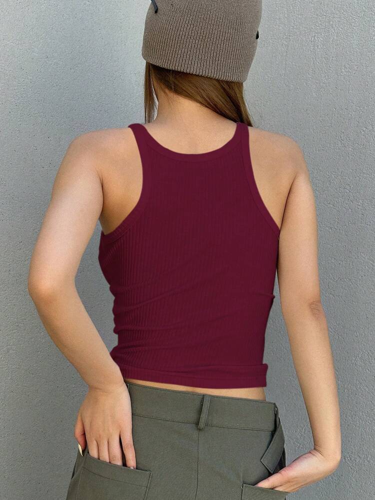 Solid Ribbed Knit Tank Top