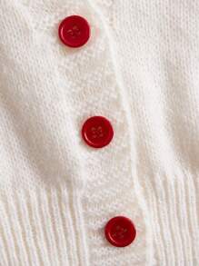 ROMWE Kawaii 樱桃刺绣灯笼袖短款开衫、学校、长袖上衣 - 白色 - 查看 6