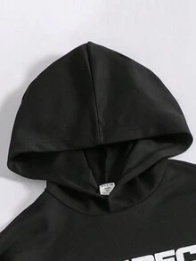 SHEIN Tween Boy 2sets Letter Graphic Hoodie & Sweatpants - Multicolor - View 4