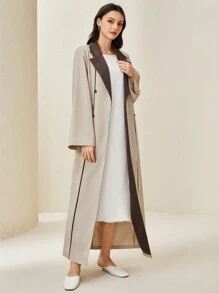 Al Najma 拼接面荷葉袖阿拉伯罩袍 - 杏色 - 查看 4