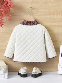 SHEIN Baby Boy Contrast Piping Dual Pocket Quilted Coat - Multicolor - View 2