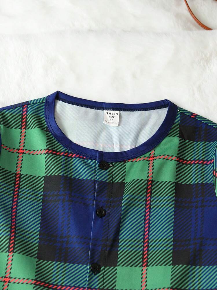 Tween Boys' Checked Home Clothes Pajama