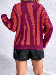 Celure Plus Colorblock Drop Shoulder Sweater - Multicolor - View 2