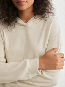 Ocili Top homewear unicolor de hombros caídos con capucha - Albaricoque - Ver 4