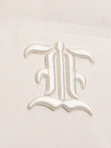 Letter Embroidery Hooded Zip Up Down Coat