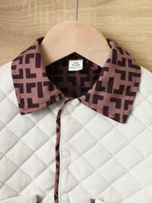 SHEIN Baby Boy Contrast Piping Dual Pocket Quilted Coat - Multicolor - View 6