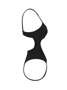 INAWLY Cut Out Asymmetrical Neck Bodysuit