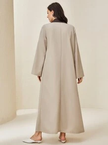 Al Najma 拼接面荷葉袖阿拉伯罩袍 - 杏色 - 查看 2