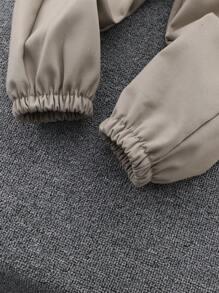 男小童素色斜口袋長褲 - 卡其色 - 查看 3