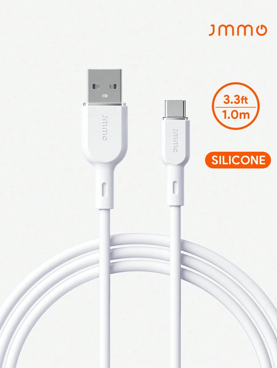 JMMO Cable Type-C,Silicone USB A To Type C Fast Charging Data Cable,Silicone Ultra Soft Power Fast Charge 3.3FT/1M, Compatible With IPhone 16/16 Plus/16 Pro/16 Pro Max