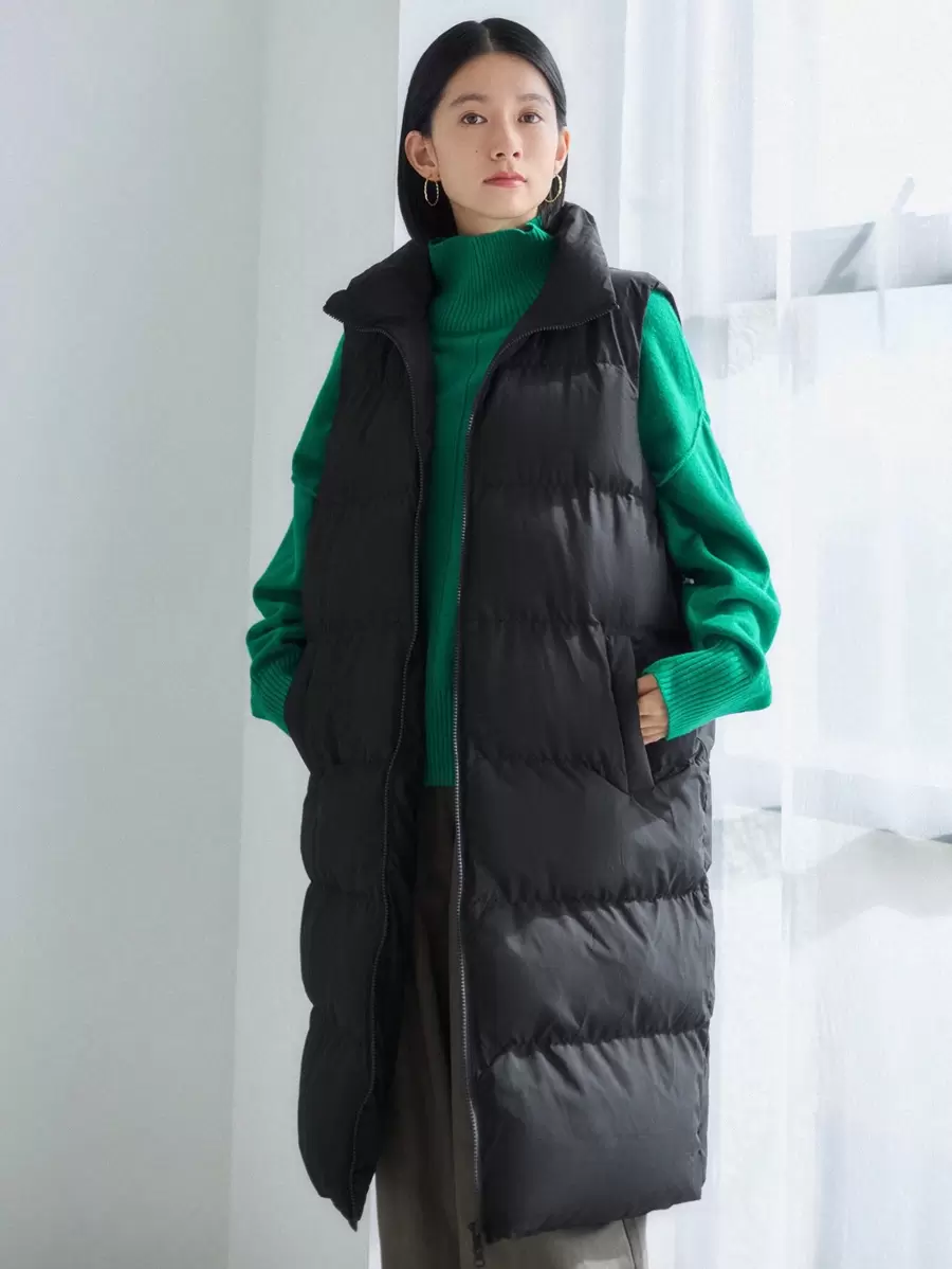 FRIFUL 一件纯色拉链加厚背心外套（冬季款） - 黑色 - 查看 1