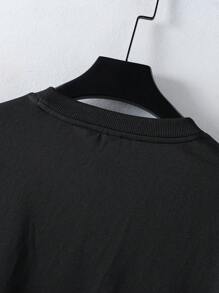 Manfinity Homme Loose Fit Men's Statue Of Liberty & Letter Print Sweatshirt - Black - View 6