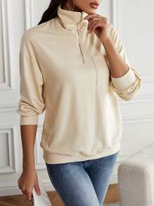 SHEIN LUNE Half Zip Drop Shoulder Sweatshirt