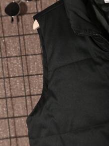 Teen Boy Zipper Vest Padded Coat & Bag Without Tee - Black - View 6