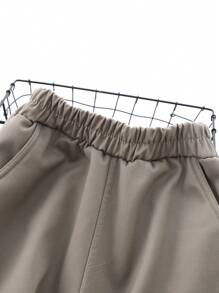 男小童素色斜口袋長褲 - 卡其色 - 查看 5