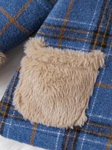 Baby Boy Plaid Print Teddy Panel Hooded Thermal Lined Overcoat - Multicolor - View 9