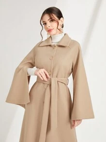 Modelyn áo tay cánh Thắt lưng Áo khoác - Màu Khaki - Xem 5