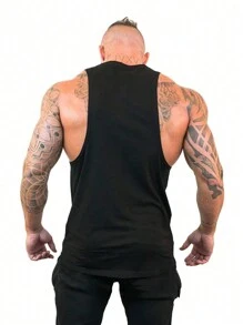 Manfinity Sport Corelite Boyfriend Style Men Letter Graphic Sports Tank Top  Workout Tops Workout Tops Gym Top Breathable - Black - View 2