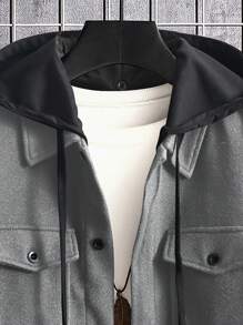 Manfinity Homme Nam Túi có nắp Dây rút áo có mũ 2 trong1 Áo khoác - Màu Xám nhạt - Xem 3