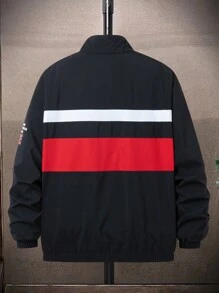 Manfinity Homme Loose Fit Men's Thick Jacket With Letter Print - Black - View 5