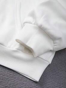 少女字母图案拉链落肩卫衣 - 白色 - 查看 6