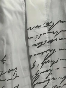 Plus 女式前扣修身腰部字母全印花衬衫上衣 - 白色 - 查看 3
