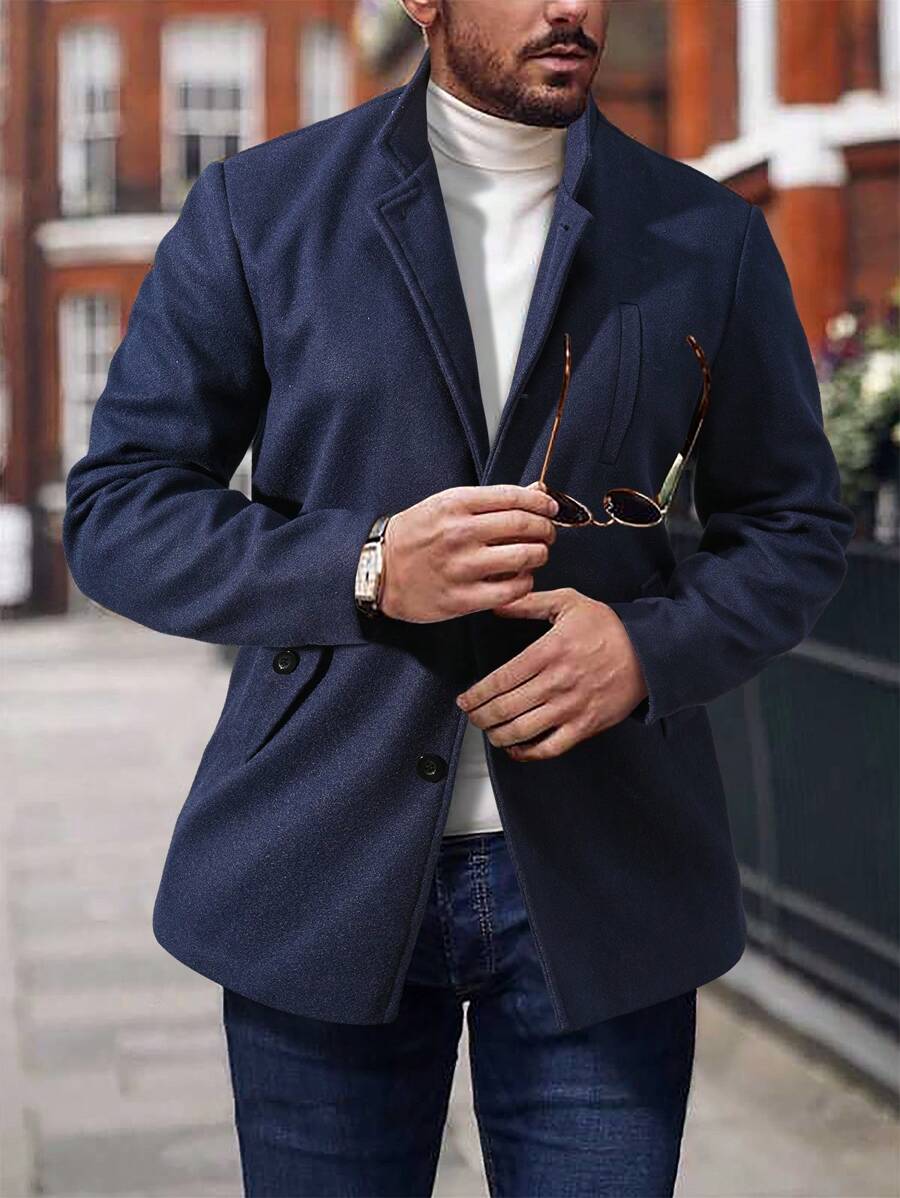 Manfinity Mode Men Lapel Neck Single Breasted Overcoat