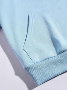 SHEIN LUNE Plus Slogan & Butterfly Print Drawstring Thermal Lined Hoodie, BUTTERELY Never Give Up NO MATTER WHEN Do What You THINK IS RIGHT AND ENJOYABLE, For Winter Graduation,Back To School,Graduation,Teacher For Women,Back To School Pullover Fall Autumn - Baby Blue - View 3