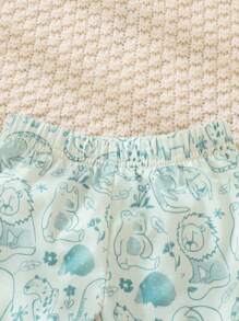 Baby Boy Cartoon Graphic PJ Set & Bib - Multicolor - View 7