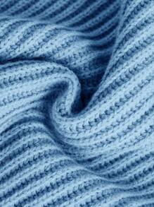 Chica adolescente Jersey cuello alto de hombros caídos - Azul - Ver 5