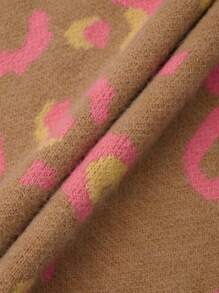 GENKIRA Allover Pattern Drop Shoulder Knit Pullover Fall Winter Sweater - Multicolor - View 3