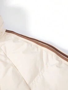可拆卸連帽拉鏈開襟羽絨服 - 米色 - 查看 4