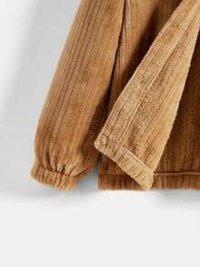 SHEIN Young Boy Flap Detail Hooded Corduroy Jacket - Camel - View 5