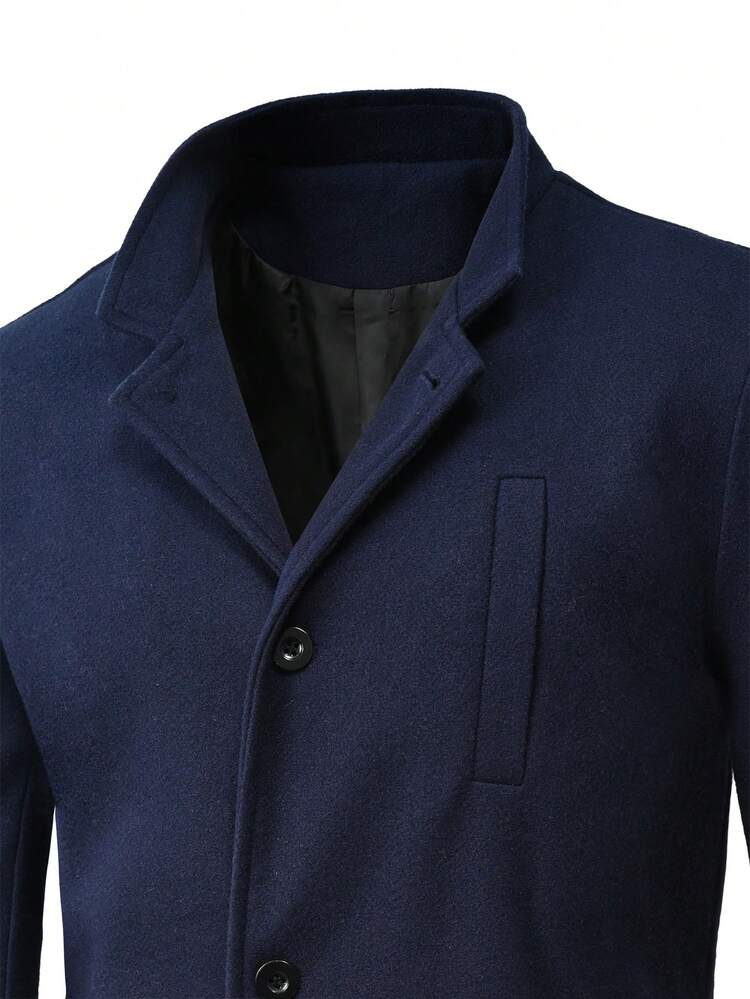 Men Lapel Neck Single Breasted Overcoat
