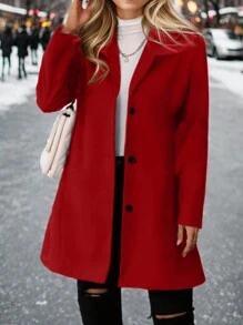 Calvaya 大碼單排釦花呢外套 - 酒紅色 - 查看 1