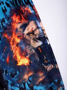 Manfinity LEGND Nam Đồ họa sư tử in hoa Dây rút Áo Hoodie & Quần thể thao - Nhiều màu - Xem 5