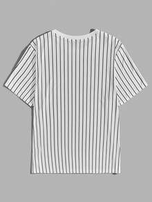 GENTILAND 2入組男士大码條紋印花T恤 - 黑與白 - 查看 9