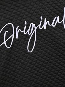 SHEIN Áo nỉ phong cách đơn giản màu đen của Tween Girls - màu đen - Xem 5