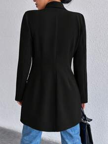 EURMUSE Solid Single Breasted Blazer & Jeans - Black - View 2