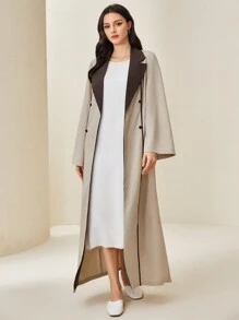 Al Najma 拼接面荷葉袖阿拉伯罩袍 - 杏色 - 查看 3