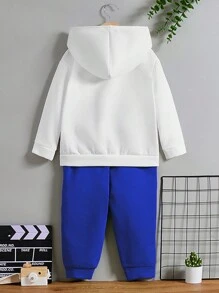 SHEIN 男小童卡通圖案連帽衫和運動褲&包