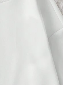 INAWLY Character & Slogan Printed Fleece Pullover Sweatshirt - White - View 6