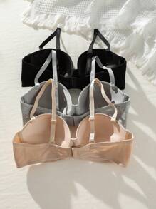 Shein Underwear&Sleepwear Basics 3 pièces Soutien-gorge Unicolore À Armature
