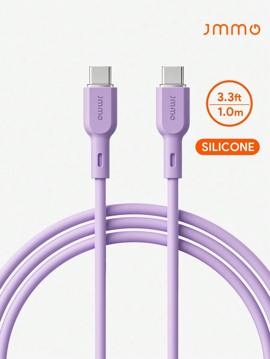JMMO Cable Type-C,Silicone USB Type-C To USB Type-C Charger Cable,Silicone Ultra Soft Power Fast Charge 3.3FT/1M