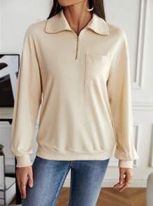 SHEIN LUNE Half Zip Drop Shoulder Sweatshirt