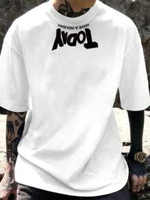 Manfinity EMRG Men Plus Letter Graphic Drop Shoulder Tee - White - View 1