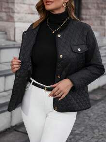 SHEIN Clasi 大碼翻蓋細節絎縫外套