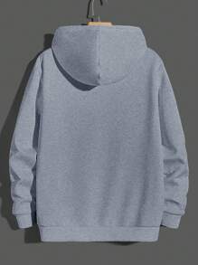 EURMUSE Men Letter Graphic Hoodie - Grey - View 2