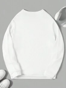 RueChic Men's Letter Printed Sweatshirt - White - View 2